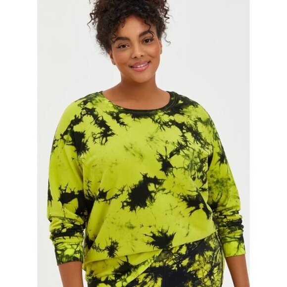 Torrid Green French Tie Dye Active Sweatshirt 3x - Picture 1 of 13
